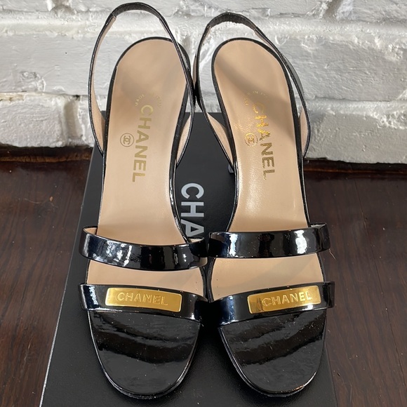 CHANEL | Shoes | Chanel Heels Vintage New In Box Black With Gold Chanel  Detail Saks Fifth Avenue | Poshmark